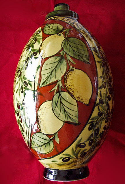 Large footed lamp-Barocco with lemon decoration