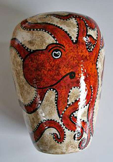 Red ceramic octopus Beth-Allison