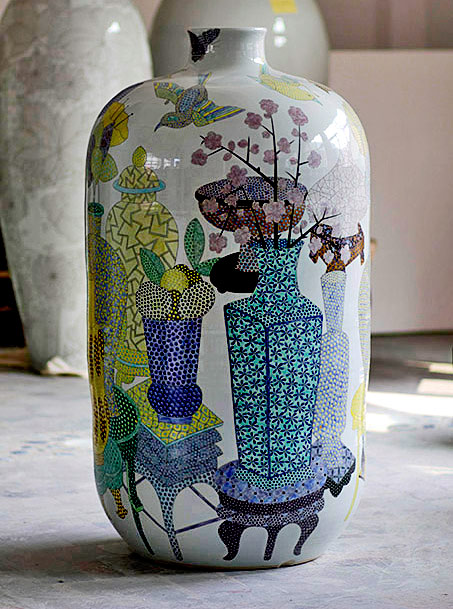 Still Life with Jars, Fruits and Cherry Blossom,-2012--Felicity Aylieff 